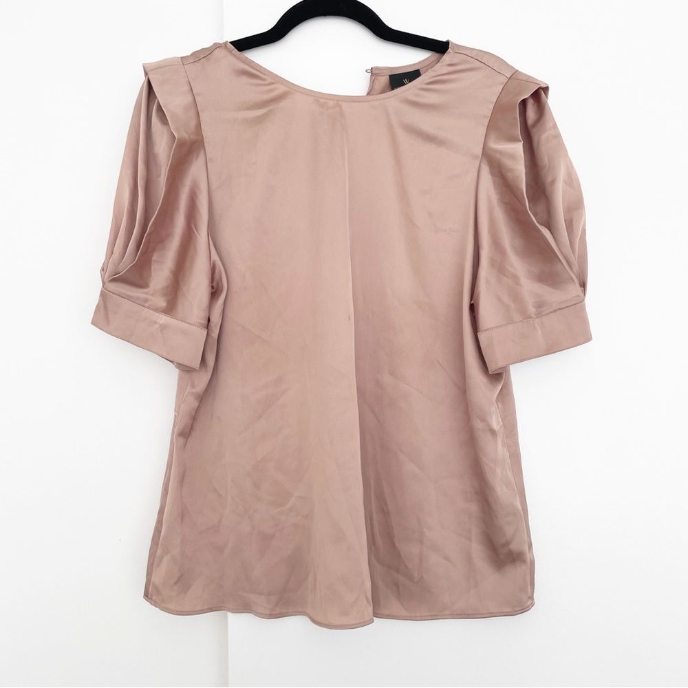 Worthington Gold Satin Puff Sleeve Blouse